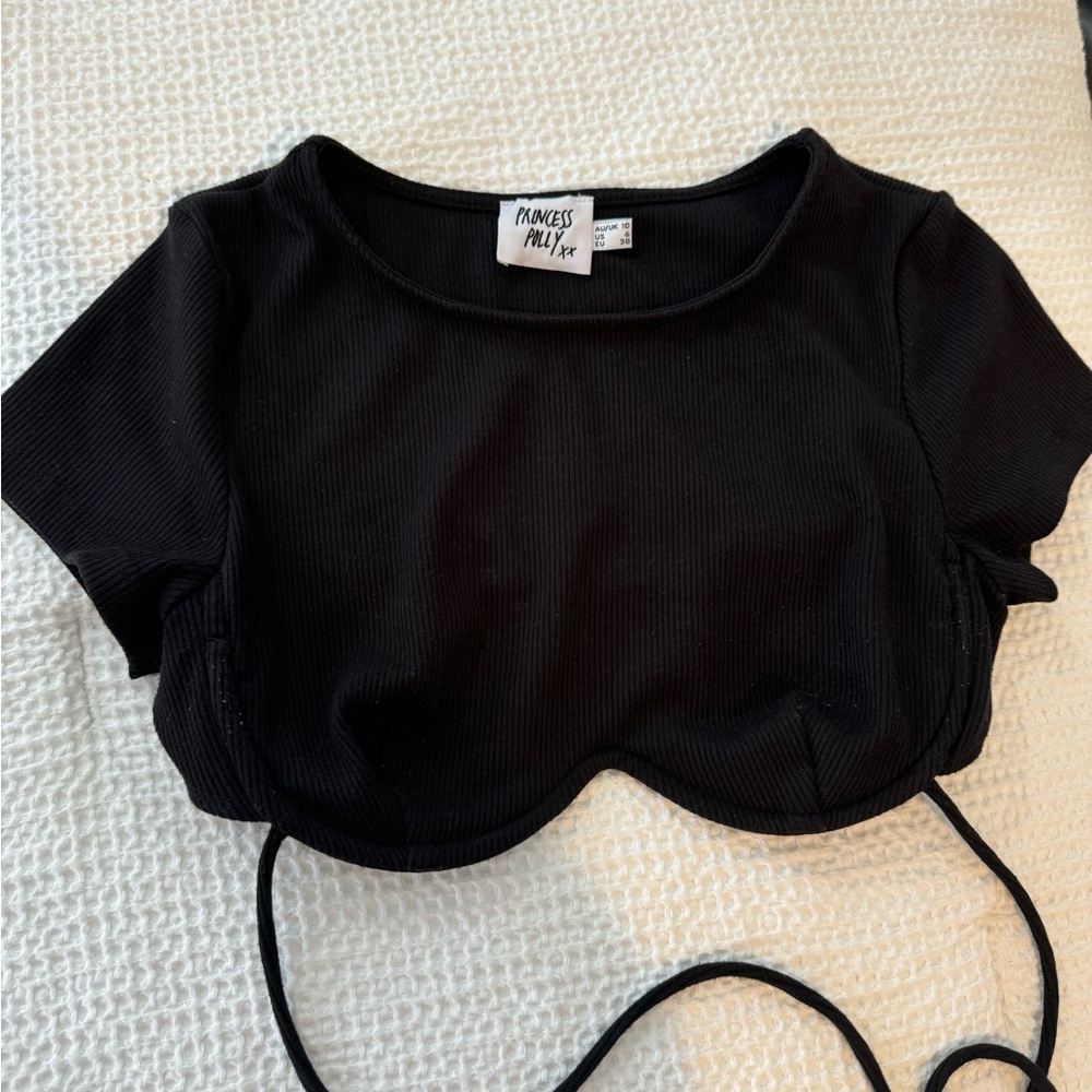 Princess polly black underwire crop top
